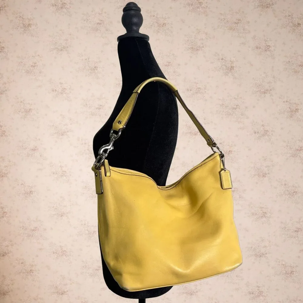 Vtg Coach Yellow Leather Hobo Shoulder Bag F13094 Y2K Slouchy